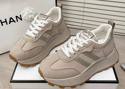 baskets rétro femme beige style casual chic semelle épaisse SecretBombe