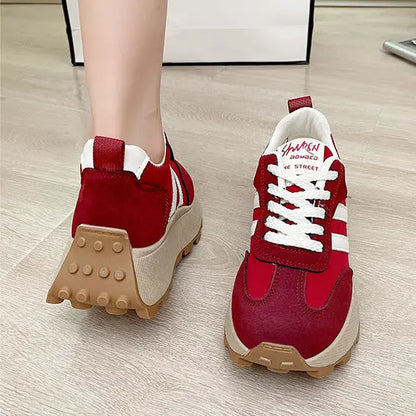 sneakers femme rouges semelle épaisse look rétro SecretBombe