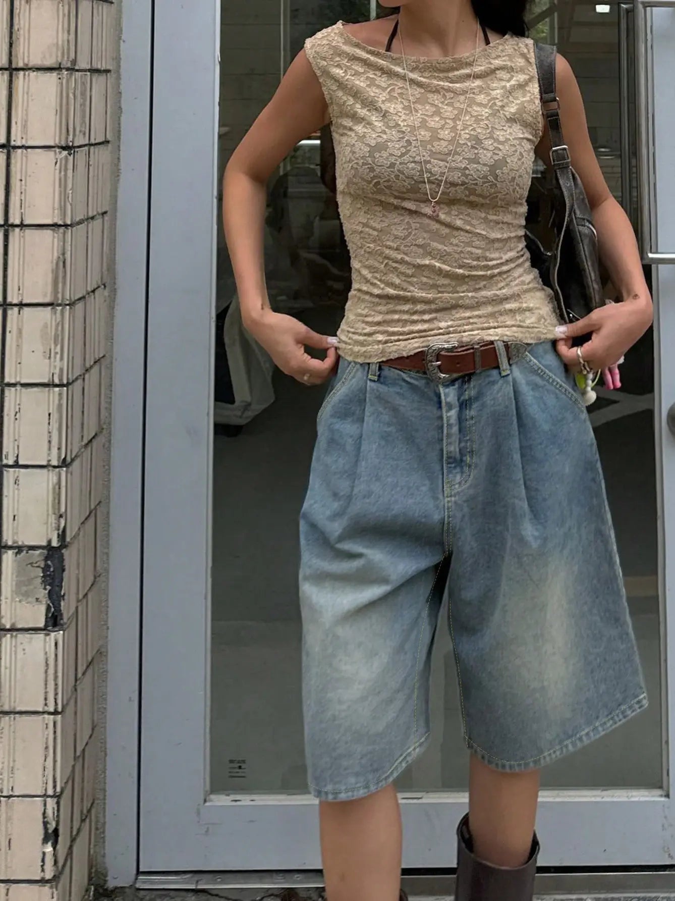 Bermuda jean large style européen SecretBombe bleu