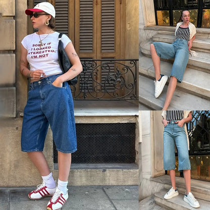 Short long en jean femme style casual chic Short long en jean femme style casual chic