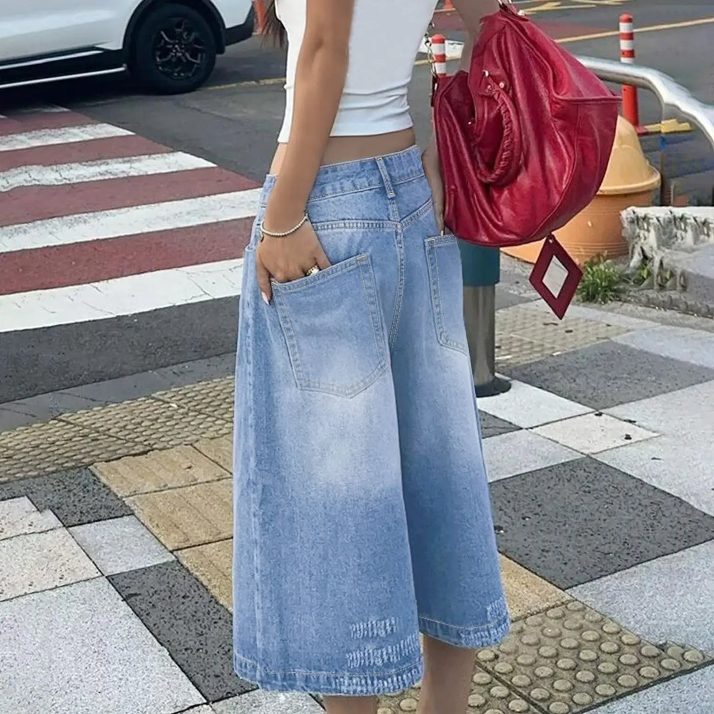 Jean large avec boutons apparents femme SecretBombe tendance