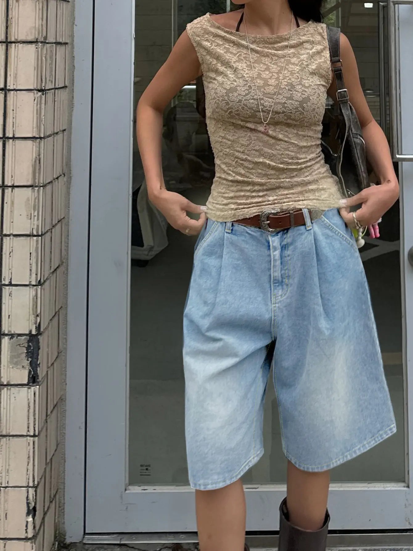 Bermuda Femme Jean Denim Coupe Large Droite Style Européen Noir Bleu Gris XS S M L XL 2XL | SecretBombe