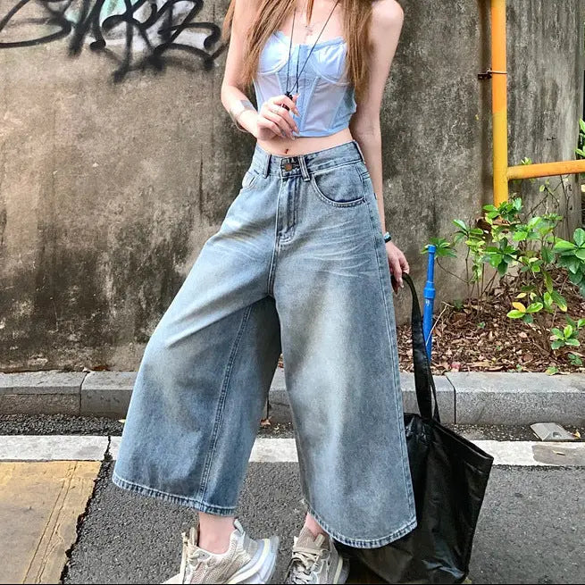Denim bermuda wide leg SecretBombe effet moderne