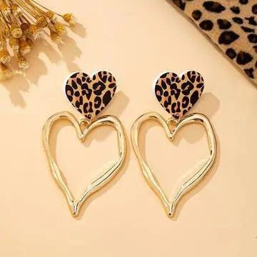 Bijou femme boucles d’oreilles cœur doré pendantes style tendance 