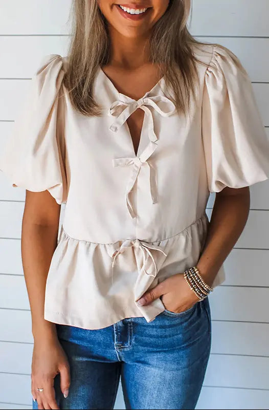 Blouse cintrée femme couleur sable style européen élégant SecretBombe