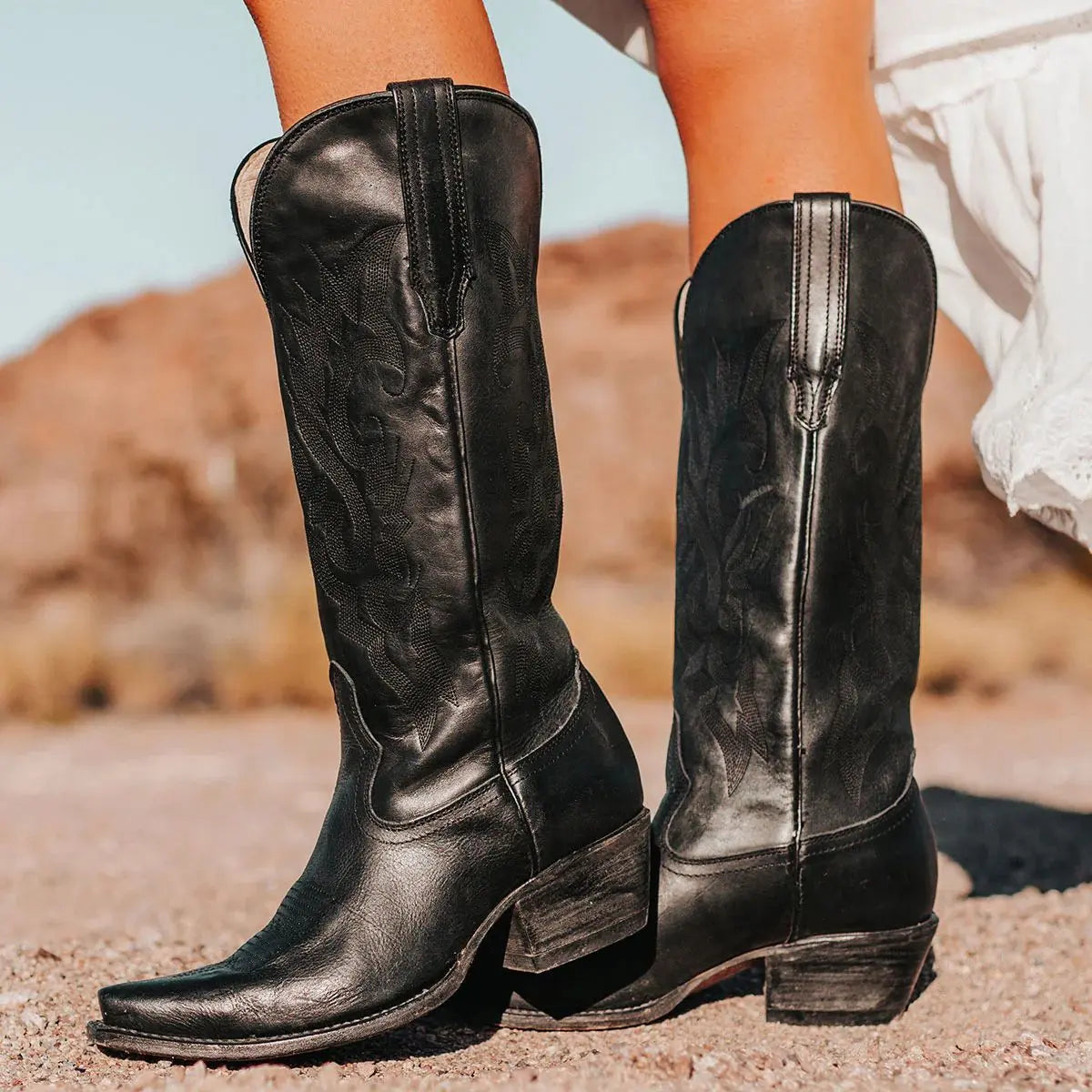 Bottes cowboy noires hautes pour femme SecretBombe