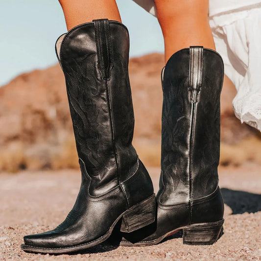 Bottes cowboy noires hautes pour femme SecretBombe