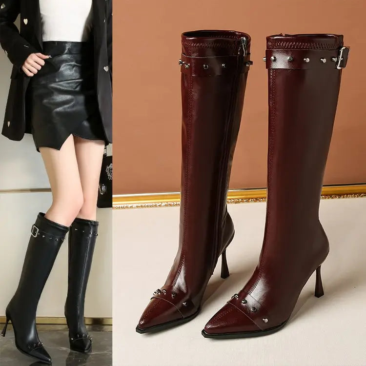 Bottes femme SecretBombe noires talon aiguille bout pointu élégantes