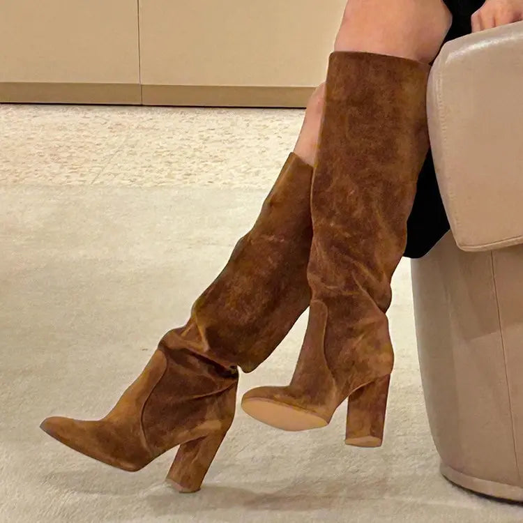 Bottes femme hautes SecretBombe talon bloc mode élégante