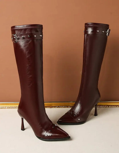 Bottes femme SecretBombe bordeaux talon aiguille style chic