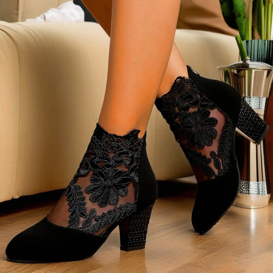 Bottines femme SecretBombe dentelle florale style chic et féminin