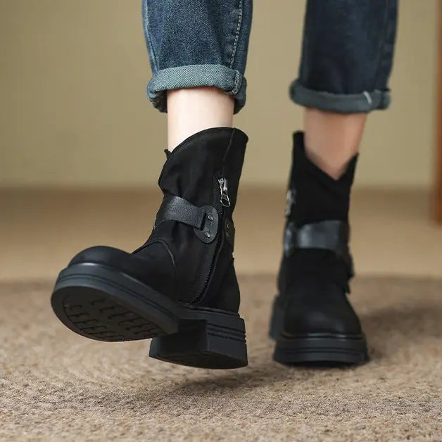  Bottines femme noires plateforme SecretBombe style casual chic
