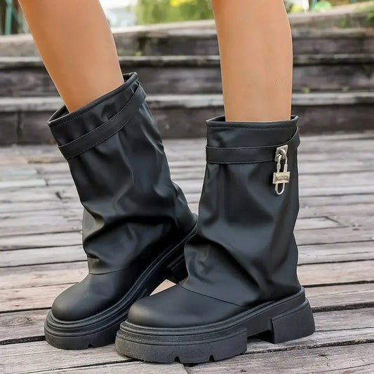 Bottines femme SecretBombe noires style chic avec semelle épaisse