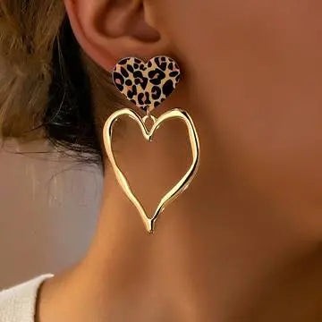 Bijou femme boucles d’oreilles cœur doré pendantes style tendance 