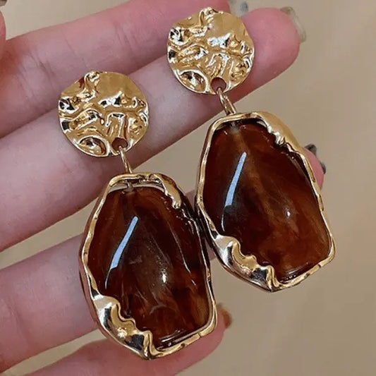 Boucles d’oreilles modernes effet pierre marbrée SecretBombe