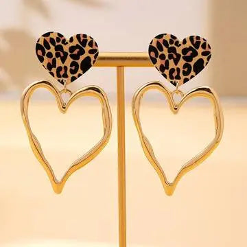Boucles d’oreilles léopard cœur doré chic pour femme SecretBombe