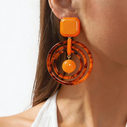 Boucles d’oreilles orange en acrylique tendance femme SecretBombe
