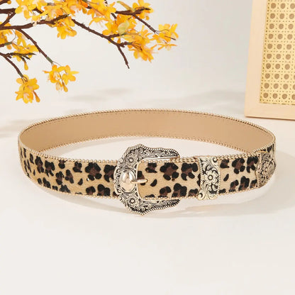 Ceinture SecretBombe femme boucle western léopard style vintage