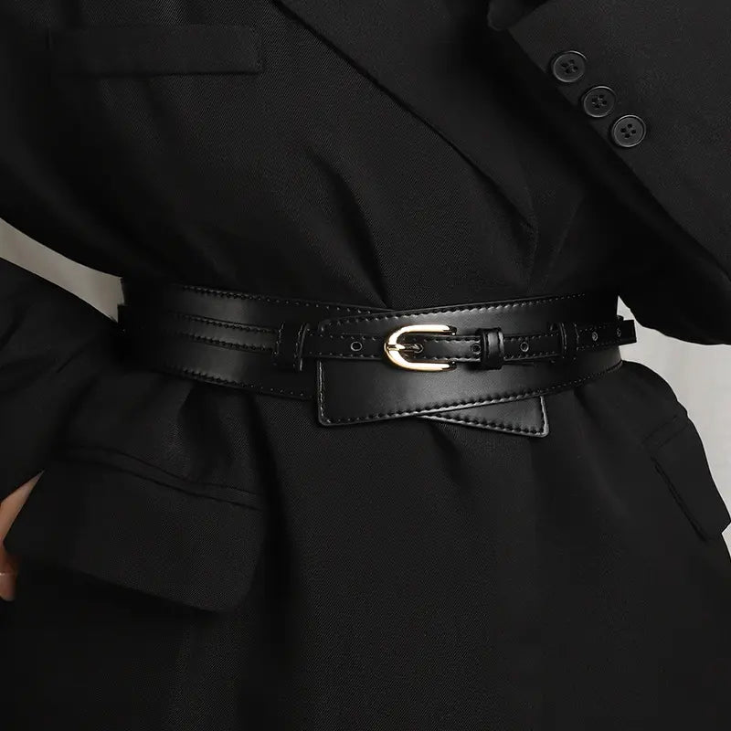 Ceinture SecretBombe femme noire fine imitation cuir boucle élégante style chic