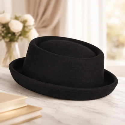 SecretBombe chapeau laine noir élégant femme style rétro chic