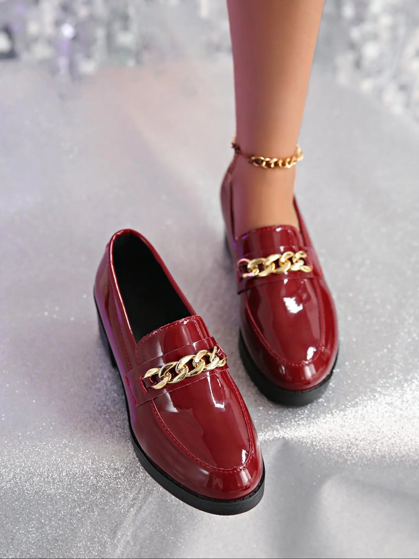 Chaussures casual chic femme vernies roses pour tenue élégant