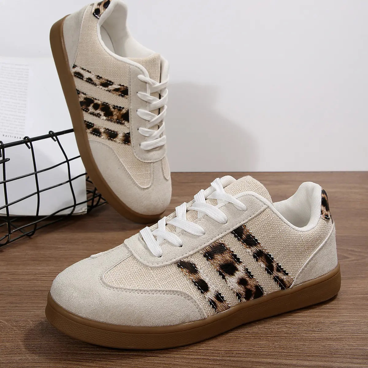 chaussures femme beige lin leopard style urbain tendance SecretBombe