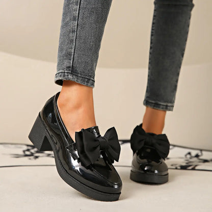 Chaussures femme vernies roses avec grand nœud élégant SecretBombe