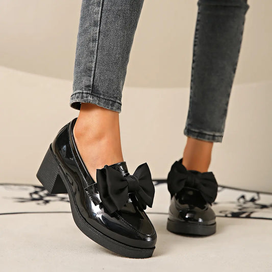 Chaussures femme vernies roses avec grand nœud élégant SecretBombe