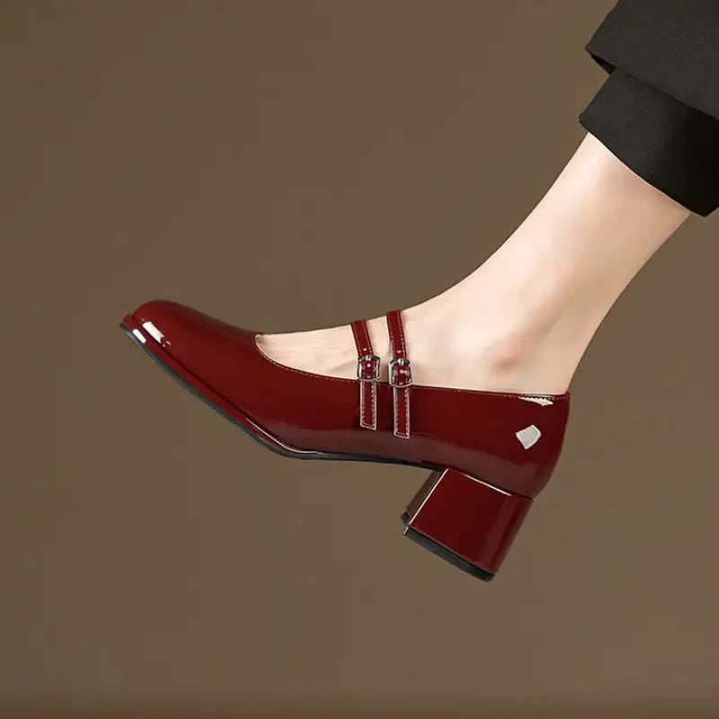 Chaussures femme élégantes SecretBombe double bride bordeaux