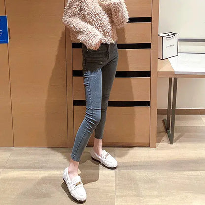 Mocassins fourrés femme en suédine avec détail métallique SecretBombe