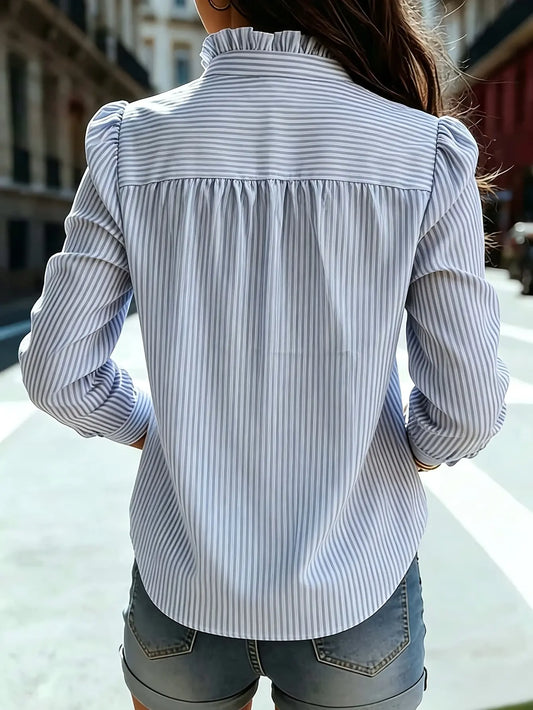 Chemise rayée manches longues femme dos coupe slim élégante casual-chic professionnel t