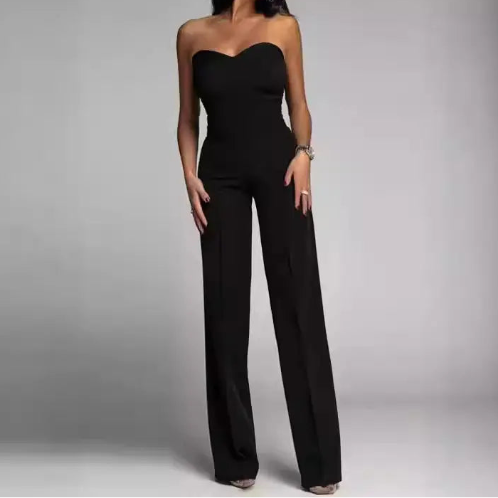 Combinaison bustier noire femme pantalon large élégant SecretBombe