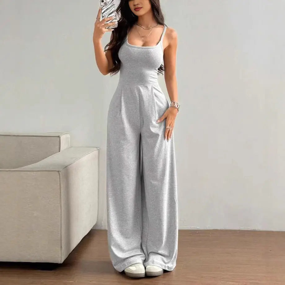 Combinaison grise  chic sans manches au style moderne - SecretBombe