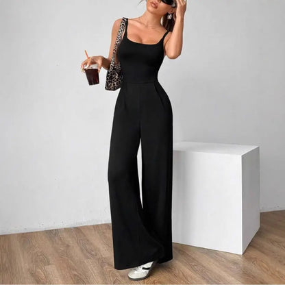 Combinaison noire élégante pour femme avec pantalon large - SecretBombe