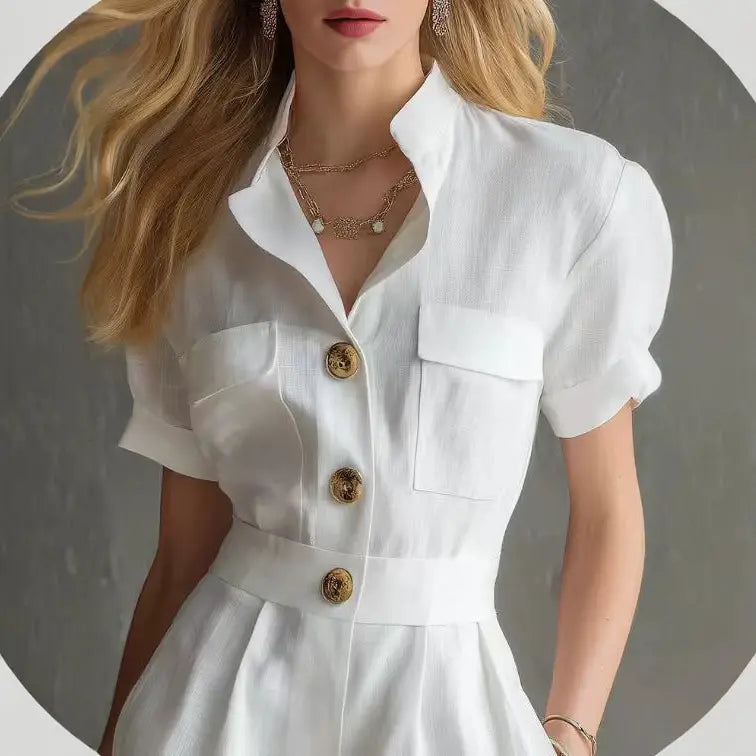 SecretBombe combishort blanc chic pour femme au style raffiné.