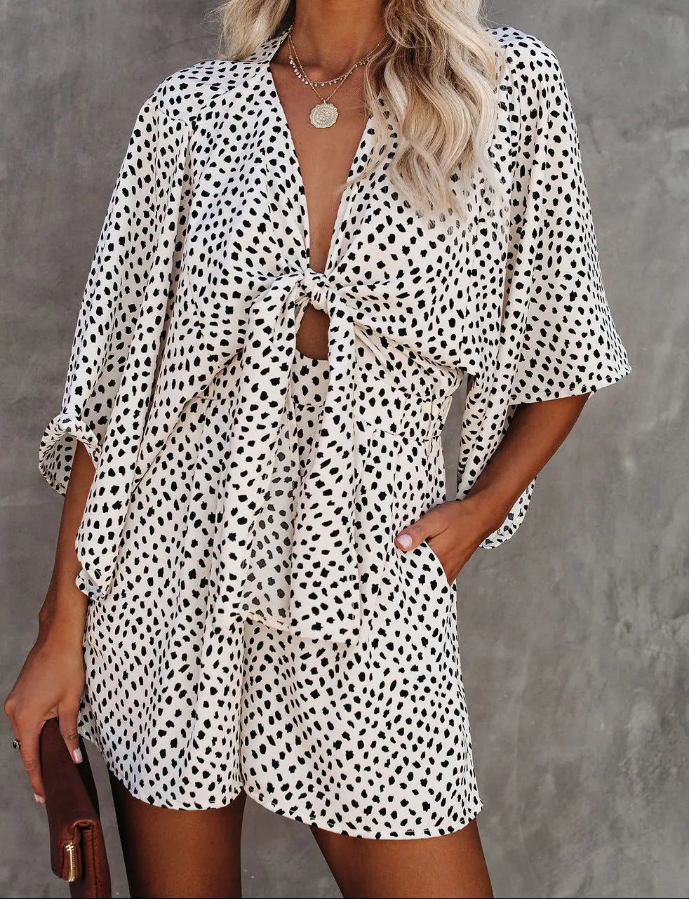 Combishort ample blanc imprimé noir style chic SecretBombe