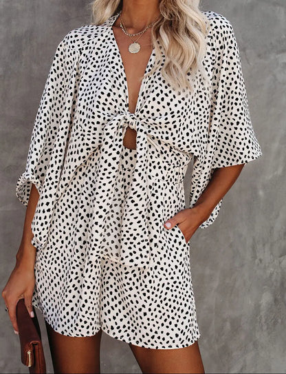 Combishort ample blanc imprimé noir style chic SecretBombe