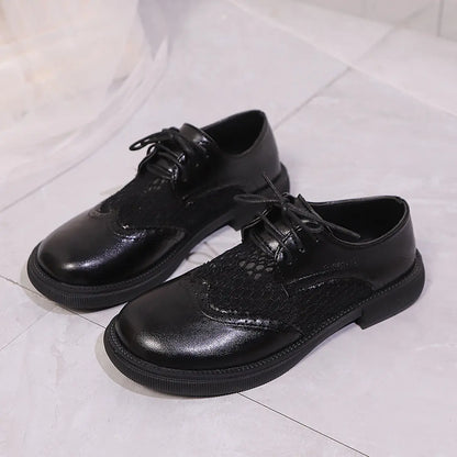 Derbies femme noires avec détail filet et lacets SecretBombe