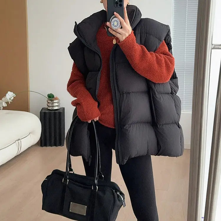 Doudoune sans manches noire femme style street fashion oversize – SecretBombe