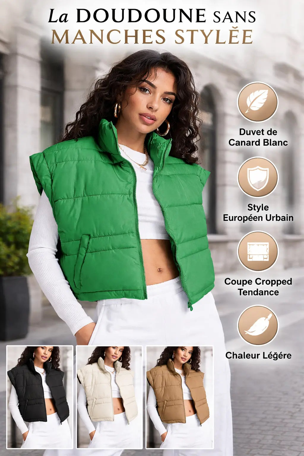 Doudoune sans manches femme style européen SecretBombe tendance actuelle