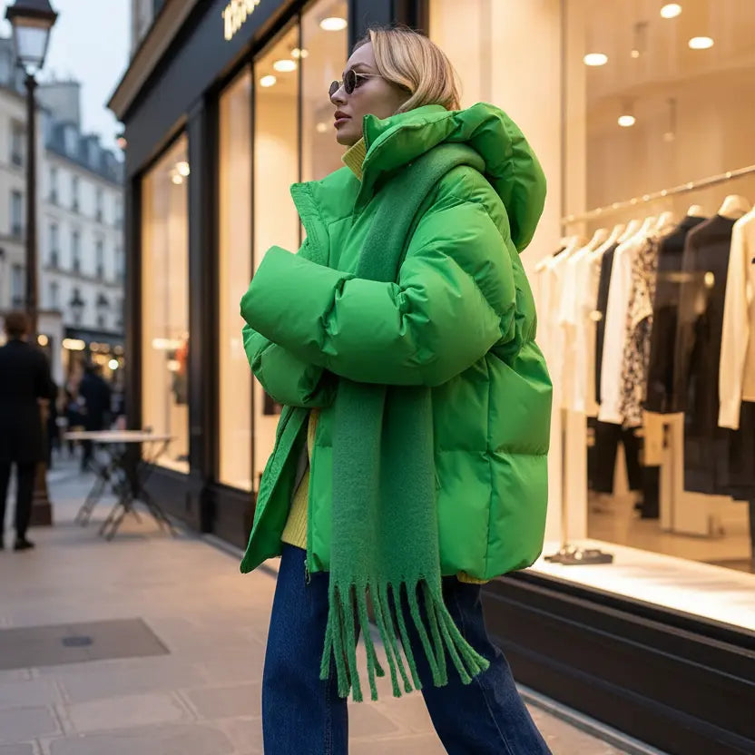 Doudoune verte femme hiver coupe ample SecretBombe