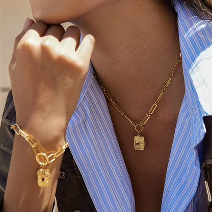 Ensemble bijou femme collier bracelet boucles chaîne dorée chic SecretBombe