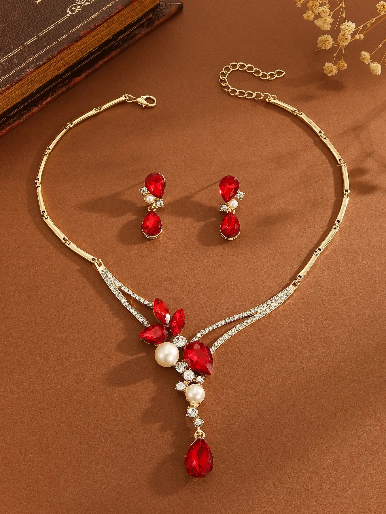 Collier et boucles d’oreilles femme pierres rouge vert SecretBombe