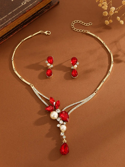 Collier et boucles d’oreilles femme pierres rouge vert SecretBombe