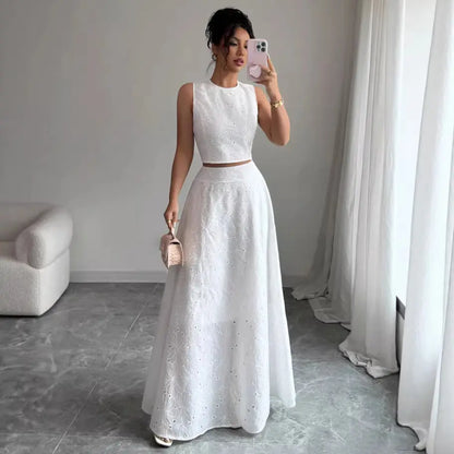 Ensemble blanc tendance pour femme, parfait pour les occasions estivales – SecretBombe.