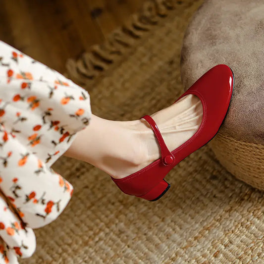 Escarpins Mary Jane rouges SecretBombe en cuir élégant