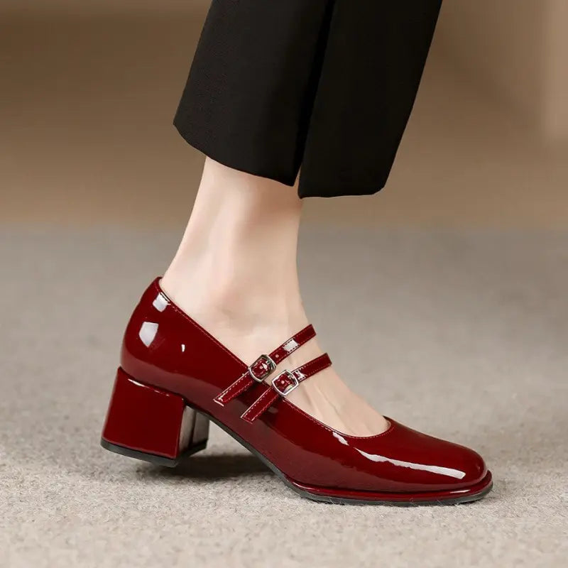 Chaussures femme élégantes SecretBombe double bride bordeaux