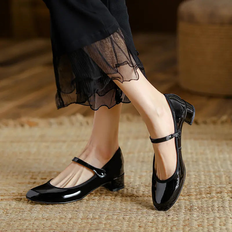 Escarpins Mary Jane noirs SecretBombe avec bride fine et talon confortable