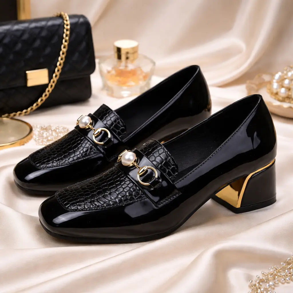 Chaussures femme à talon carré vernis style élégant SecretBombe