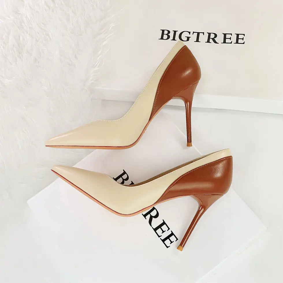 Escarpins femme bout pointu cuir vegan talon haut